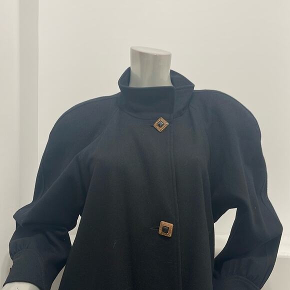PORTRAIT Mid Length Vintage Wool Coat Black Size 10 - Picture 5 of 14